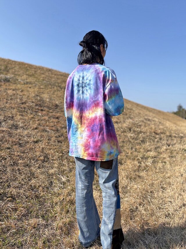 タイダイ ビッグシルエット Tシャツ Lサイズ 曼荼羅 カラフル ムラ染め