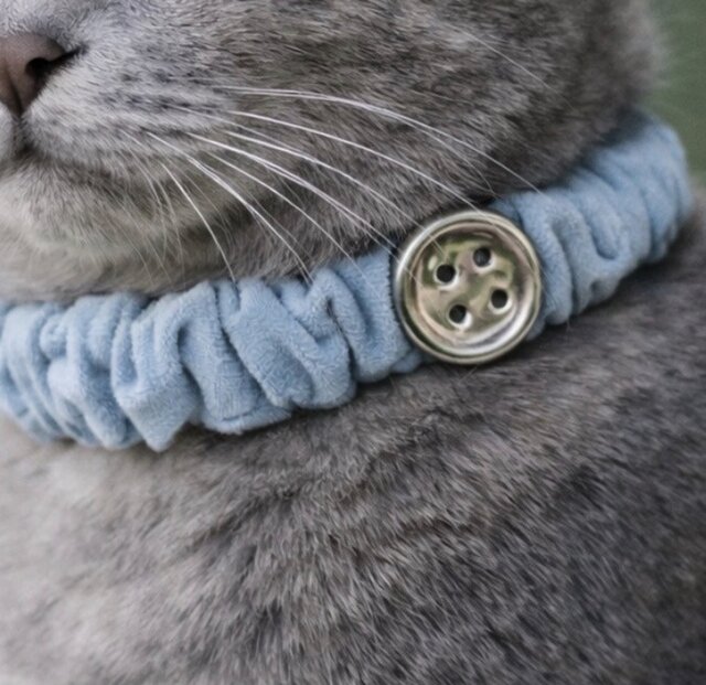 数量限定】シルバーボタンの猫用シュシュ首輪 | iichi 日々の暮らしを