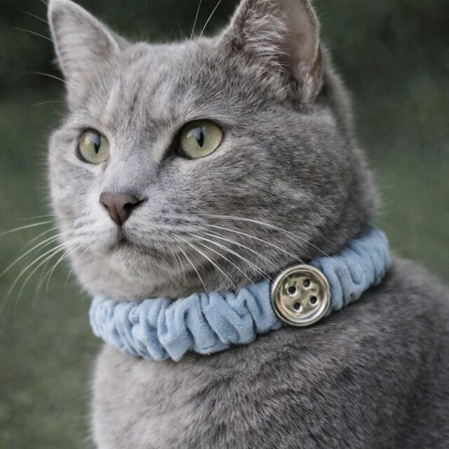 数量限定】シルバーボタンの猫用シュシュ首輪 | iichi 日々の暮らしを