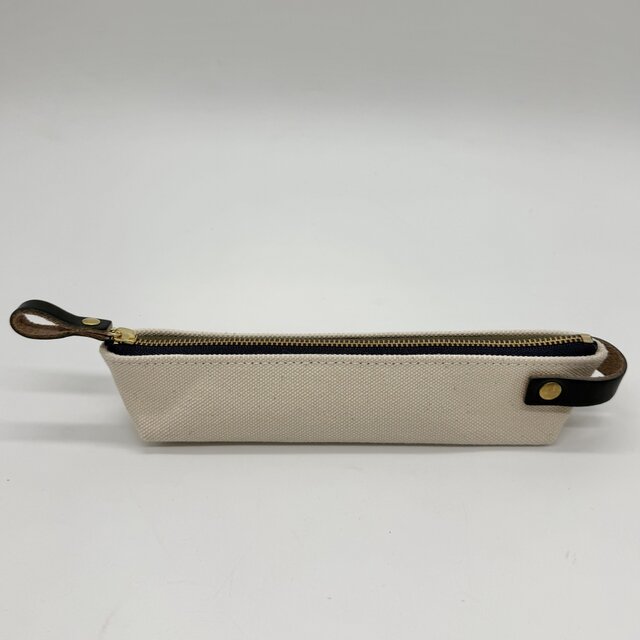 キャンバスペンケース（ハンドメイド／コンパクト／帆布／レザー／バイ