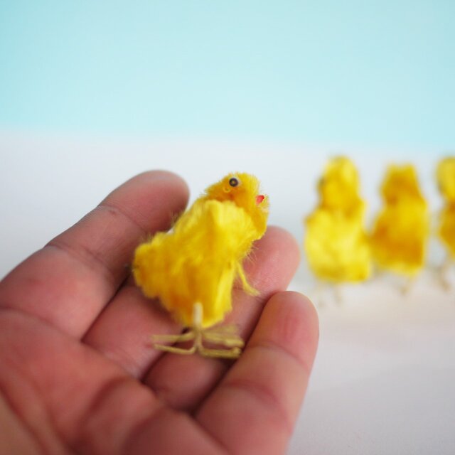 小さなひよこ5羽 モール人形 モールひよこ イースターひよこ ドイツ