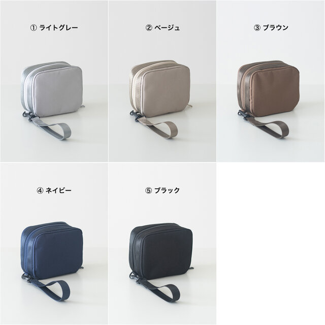 新作 大きく開くファスナーポーチ｜撥水ナイロン｜取外し可ハンド