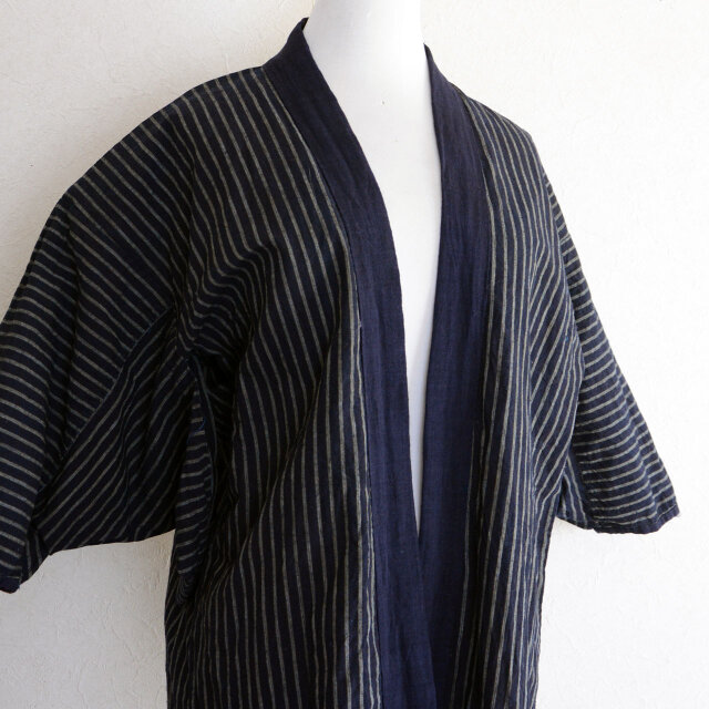野良着 藍染 縞模様 昭和初期 東北 綿100% ハンドメイド リメイク素材