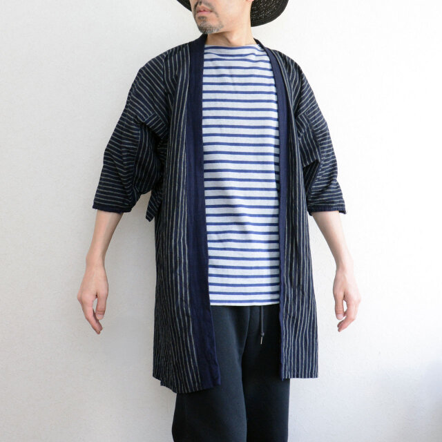 野良着 藍染 縞模様 昭和初期 東北 綿100% ハンドメイド リメイク素材