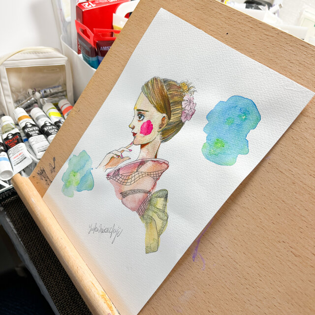 涼しげな浴衣姿の女性 透明水彩 B5 原画 | iichi 日々の暮らしを