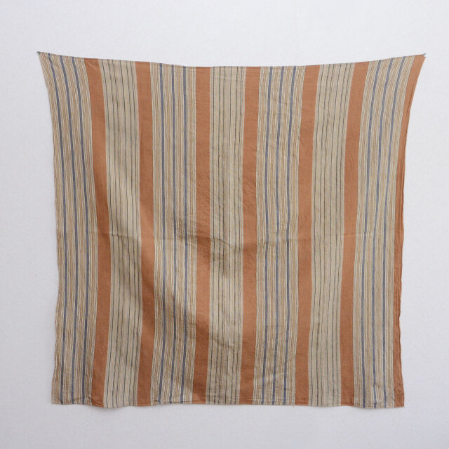 風呂敷 昭和中期 木綿 縞模様 ブラウン系2トーン 古布 約105×99cm