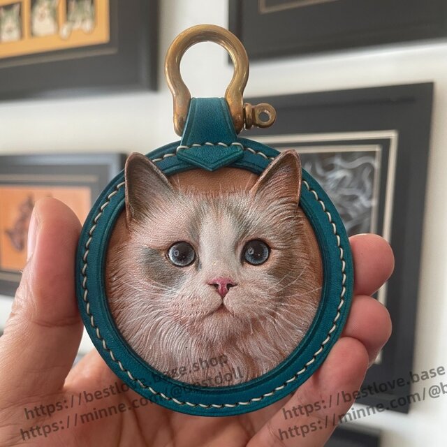 うちの子 ペット 猫 犬 ハンドメイド うちの子 キーホルダー レザー