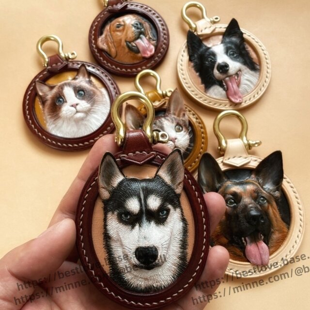 うちの子 ペット 猫 犬 ハンドメイド うちの子 キーホルダー レザー