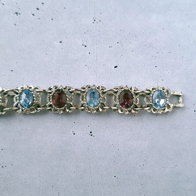 light blue purple rhinestone vintage bracelet ヴィンテージ 