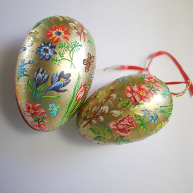 イースター エッグ 紙の金卵2P 「春の花」 ドイツヴィンテージ | iichi