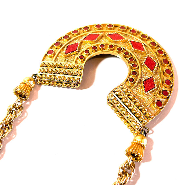 Vintage ORENA Paris Gold Tone Red Parts Necklace | iichi 日々の 