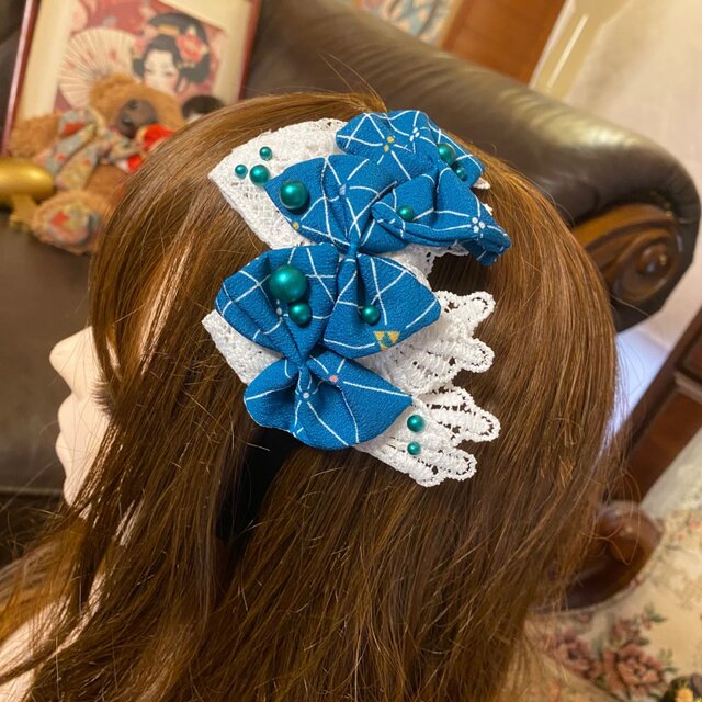 メゾンドティアラ　カチューシャ　ヘアバンド　アリスリップル　ブルー メゾンドティアラ カチューシャ ヘアバンド アリスリップル ブルー