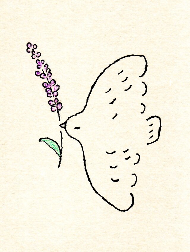 ラベンダー｜原画｜イラスト「幸せを運ぶ」 ※木製額縁入り（2Lサイズ