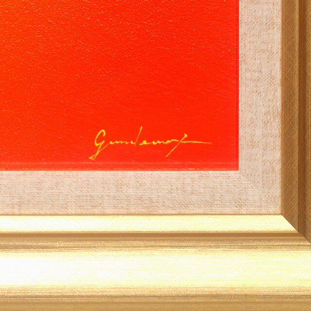 朱に染まる富士』油絵F6号 24K純金箔使用 富士山 絵画原画 がんどう 