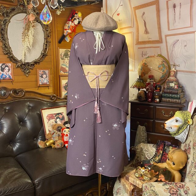 着物リメイク ワンピース／ドレス／洗える化繊 帯サッシュベルト