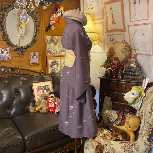 着物リメイク ワンピース／ドレス／洗える化繊 帯サッシュベルト