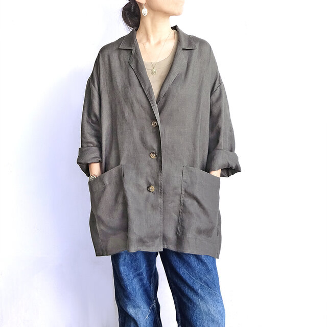 visvim リネン100% シャツジャケット サイズ1 グレー 日本製 リネン100％ジャケット（グレー） | iichi 日々の暮らしを心地よく