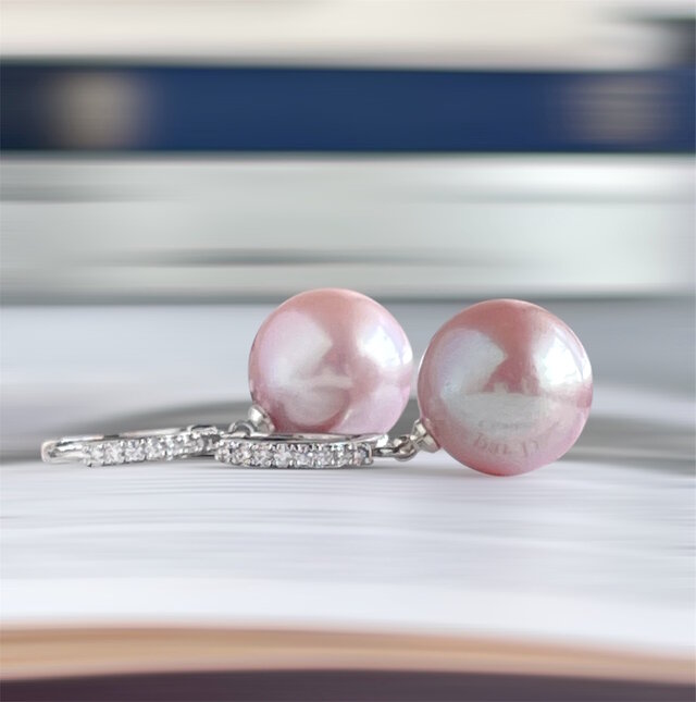 e.m☆❤　大粒訳あり淡水パールピンクピアス 桜ピンク大粒 淡水パールのフープピアス 13mm エジソンパール