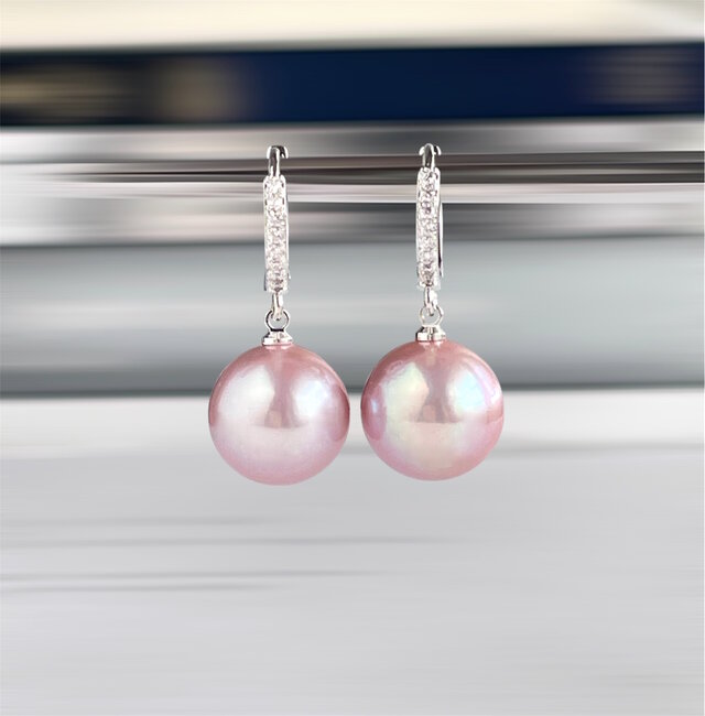 桜ピンク大粒 淡水パールのフープピアス 13mm エジソンパール