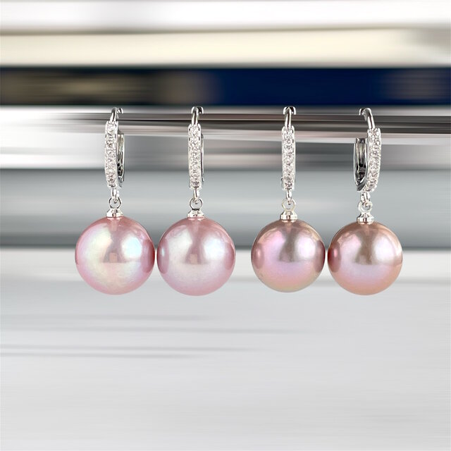 桜ピンク大粒 淡水パールのフープピアス 13mm エジソンパール
