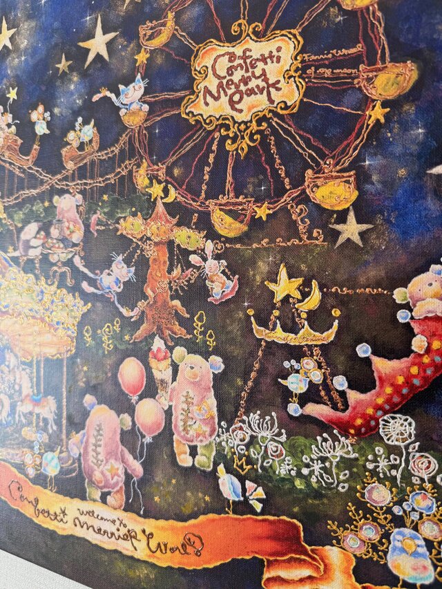 手彩色アートパネル(F10)・Confetti Merry Park | iichi 日々の暮らし