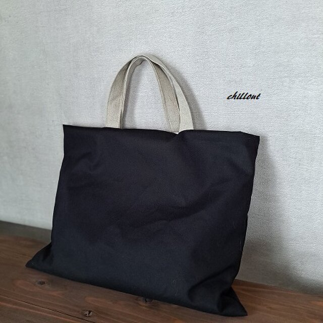 ハンドメイド♡レッスンバッグ 入園・入学】レッスンバッグ：ブラック×リネン【1049】 | iichi 日々の
