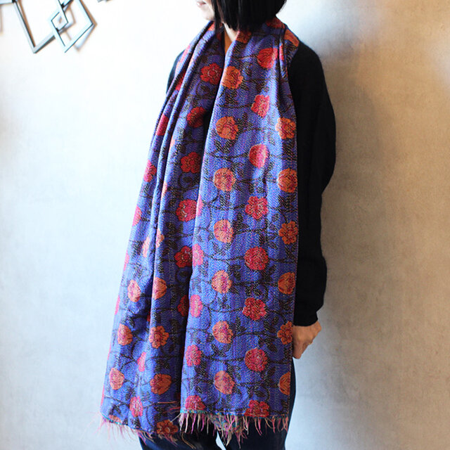 大判カンタ刺繍シルクストール | iichi 日々の暮らしを心地よくする