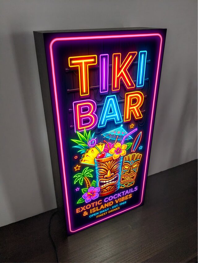 【オーダー無料】TIKI BAR アロハ ハワイ 看板 置物 雑貨 ライトBOX オーダー無料】TIKI BAR アロハ ハワイ トロピカルカクテル ビーチ