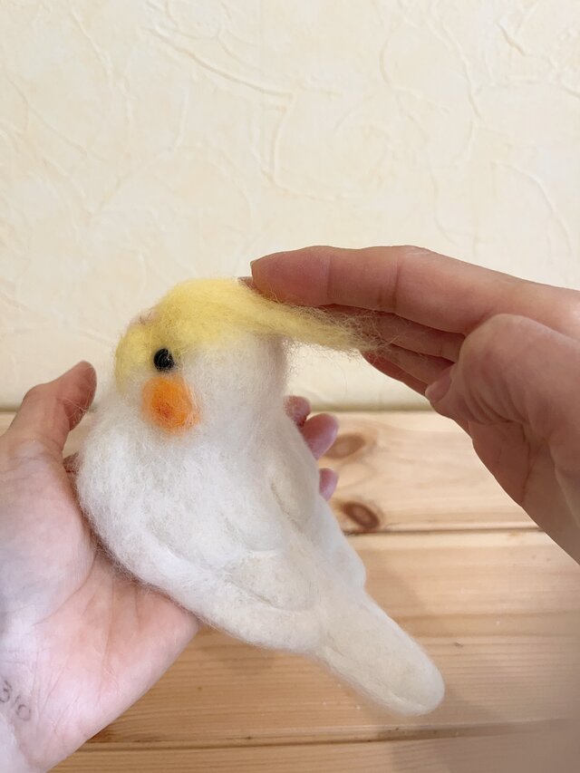 受注制作》オカメインコルチノーちゃん 羊毛フエルト ぬいぐるみ