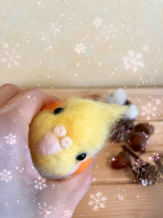 受注制作》オカメインコルチノーちゃん 羊毛フエルト ぬいぐるみ