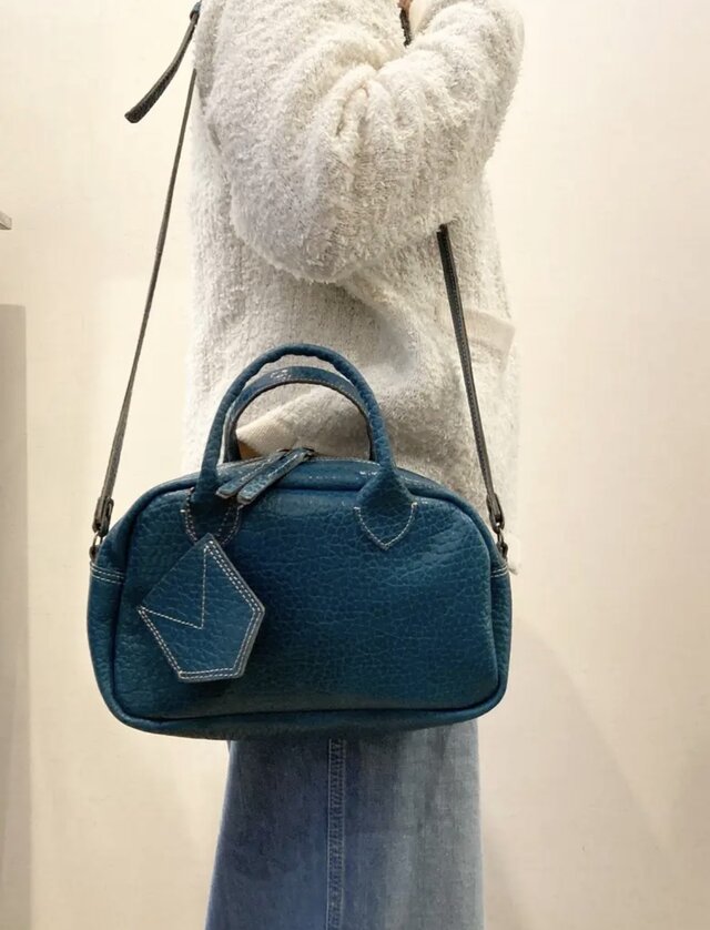 ターコイズブルー牛革の2wayボストンショルダーバッグ | iichi 日々の