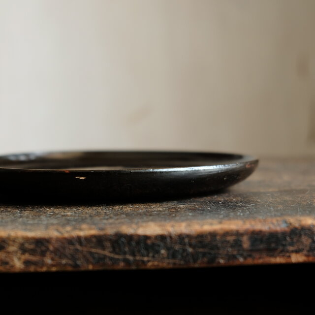 特価¥1500→¥950】鳥と稲穂◇味のあるお品物。時代物 漆芸蒔絵中皿