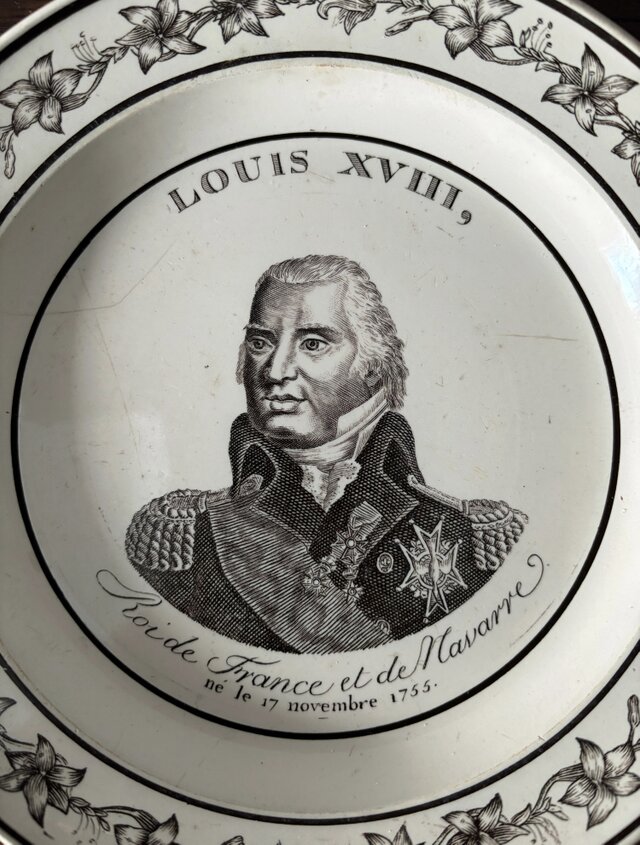 Montereau ルイ18世 LOUIS XVIII グリザイユ 平皿 リム皿 フランス