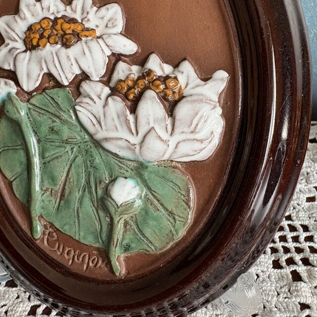 GABRIEL SWEDEN ceramic plate❀⁎༶ ガブリエル 睡蓮の陶板 | iichi