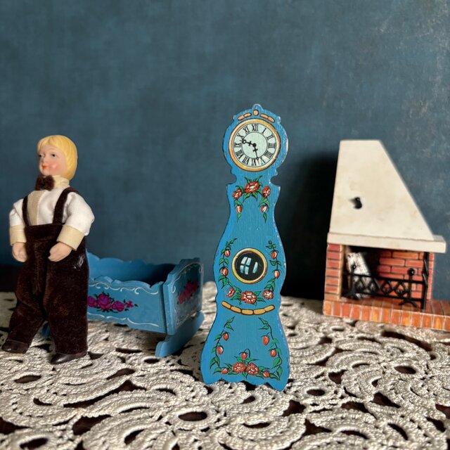 Sweden vintage miniature wall clock 木製 置き時計のオブジェ