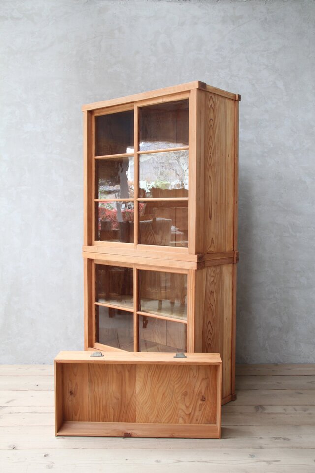 2段のガラスケース 古家具/アンティーク/ガラスケース//収納/ガラス棚 