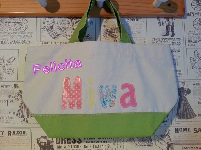 T様オーダー品 New Collar☆お名前トート Sサイズの画像1枚目