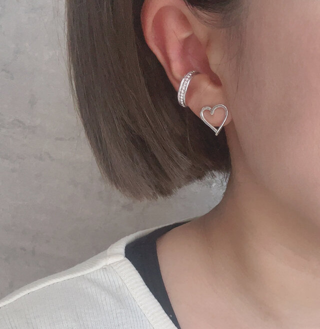 シルバーハートピアス 950 オープンハートスタッドピアス | iichi 日々