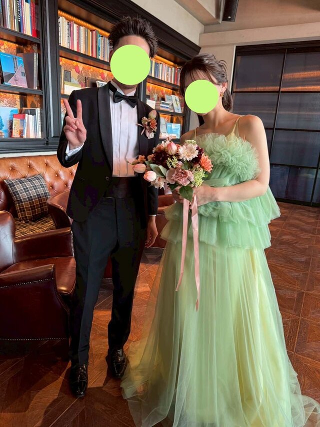 実例写真！2ways カラードレス キャミソール ミントグリーン 胸元