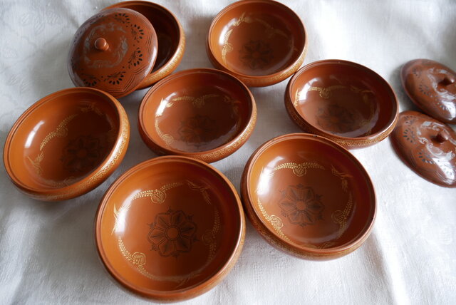 蓋つき煮物椀 5客セット 亀甲文様 漆器 日本製漆器 蓋付の煮物椀7客セット 龍落子文様（沈金・蒟醤） | iichi