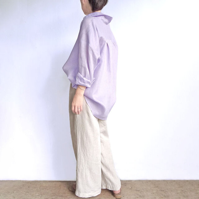 リネンのもんぺ　ライラック リネンオーバーシルエットシャツ（ライラック） | iichi 日々の暮らし