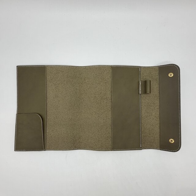 レザーフラップ手帳カバー（ハンドメイド／ペン差し付き／カード