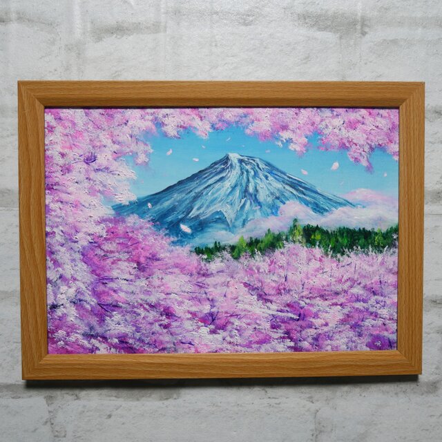 原画】【招福・爛漫富士】運気が上がる黄金の富士山 油絵 油彩画