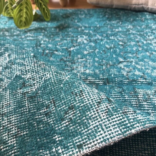 79×127 神秘的ターコイズブルー レアカラー トルコヴィンテージラグ