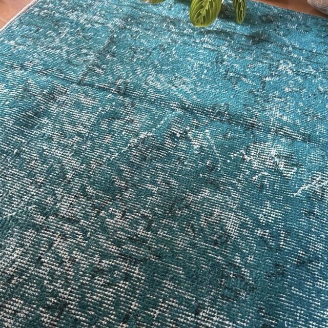 79×127 神秘的ターコイズブルー レアカラー トルコヴィンテージラグ