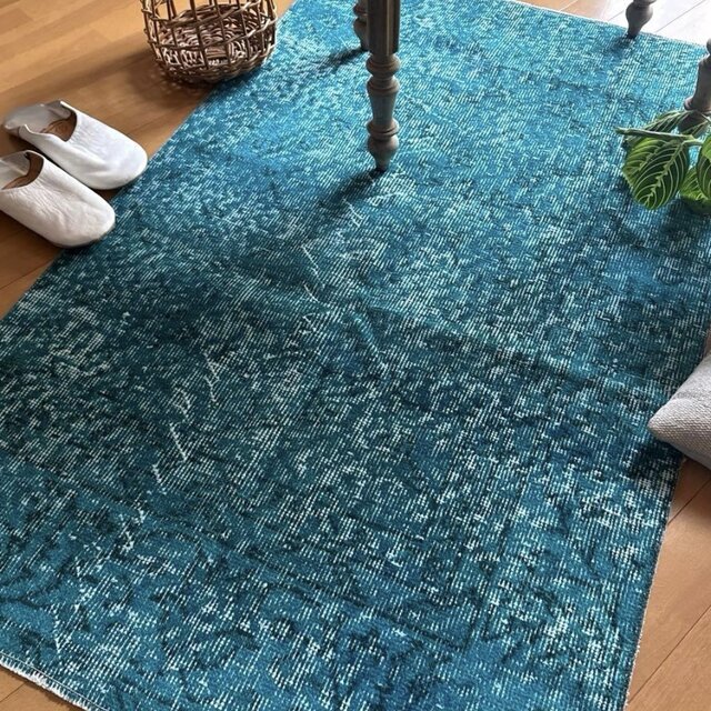 チョコ　ブルー✳︎59×171✳︎コノ字　フラワー　ランナー　トルコヴィンテージラグ チョコ ブルー✳︎59×171✳︎コノ字 フラワー ランナー トルコ
