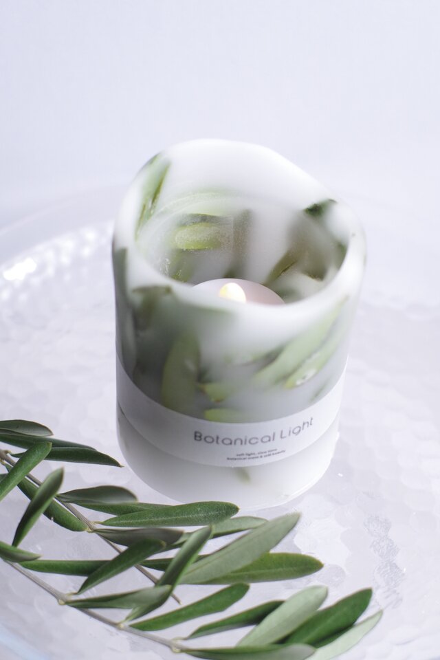 オリーブのボタニカルキャンドルホルダー＋LEDキャンドルセット 母の日