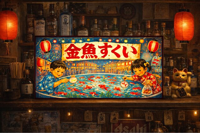 オーダー無料】金魚すくい お祭り 縁日 昭和レトロ 出目金 釣り ゲーム