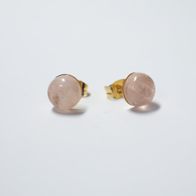モルガナイト 天然石の一粒ピアス【サージカルステンレス 金属