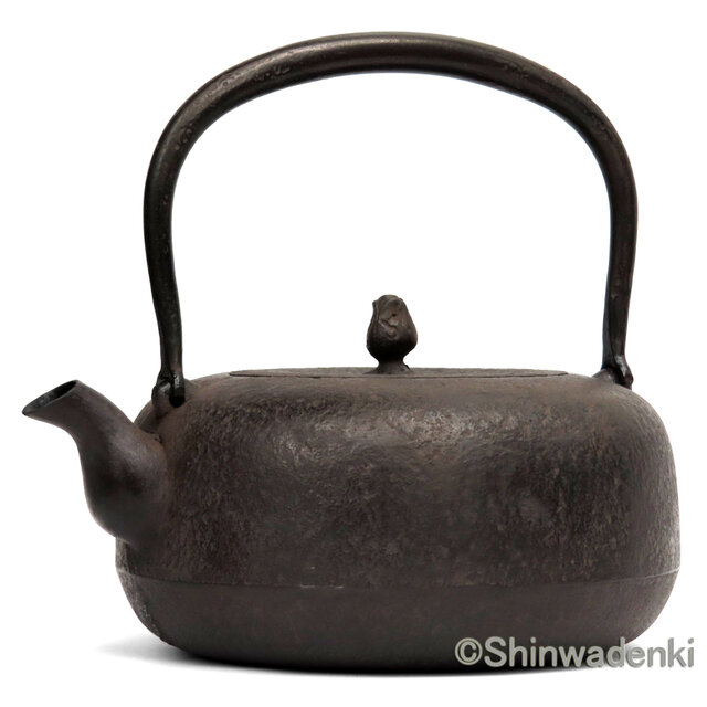 南部鉄器 鉄瓶 岩戸賢一郎作 平丸肌 1.6L 内面漆焼付・酸化被膜仕上